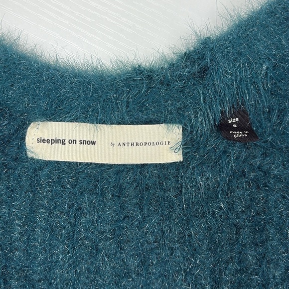 Anthropologie Sleeping on Snow Northbound Eyelash Cardigan Sweater Teal Small - Picture 9 of 11